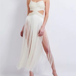 Pat BO fringe dress with pearl straps sold out